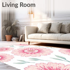 Pink Floral Daisy Meadow Rug