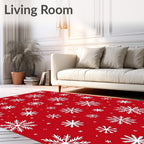 Festive Red White Snowflake Scatter Rug