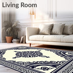 Navajo Black Ivory Medallion Border Rug