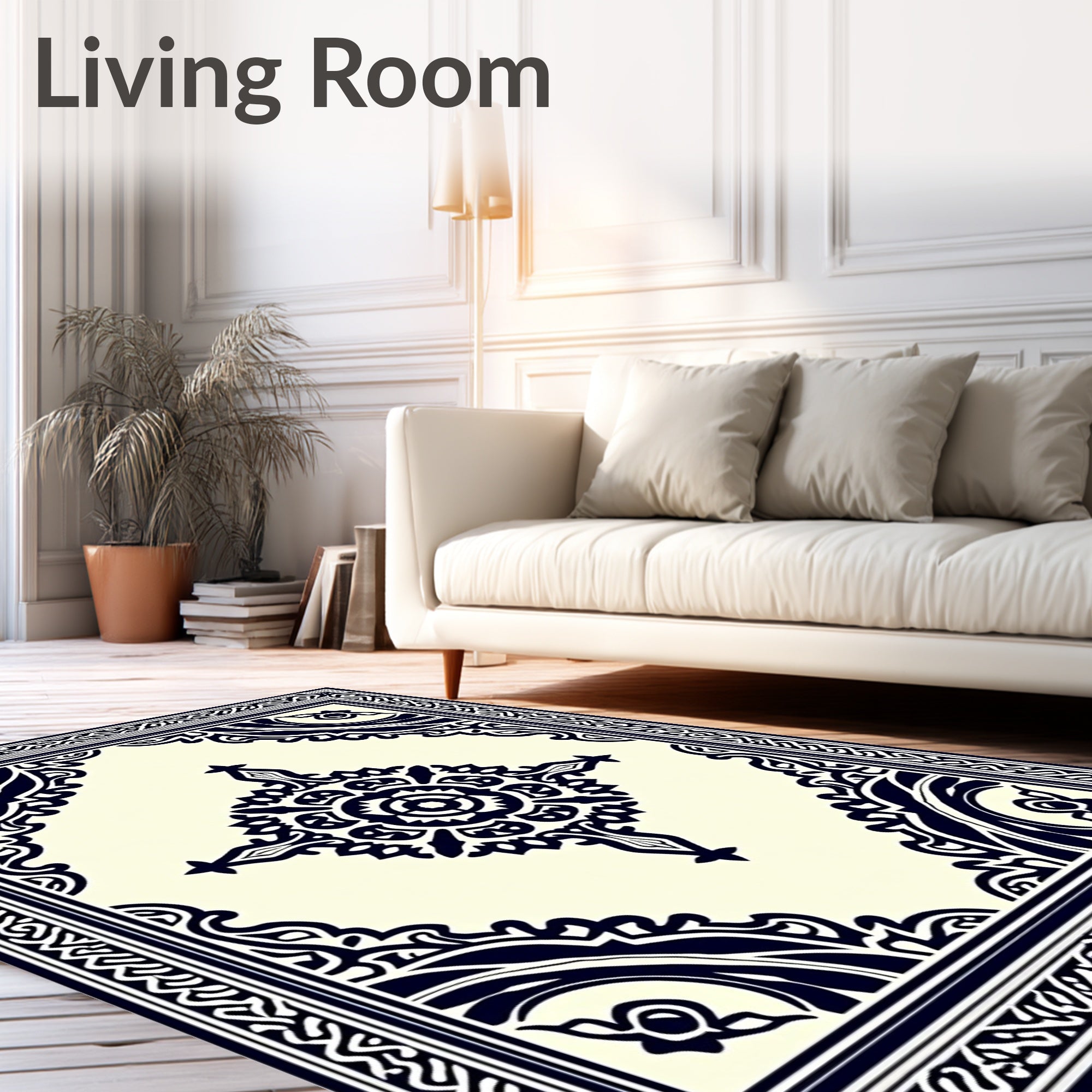 Navajo Black Ivory Medallion Border Rug