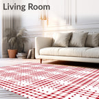 Vibrant Red White Gingham Squares Rug