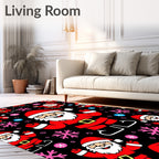Playful Santa Claus with Snowflakes on Black Rug