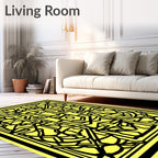 Bold Yellow Intricate Floral Medallion Rug