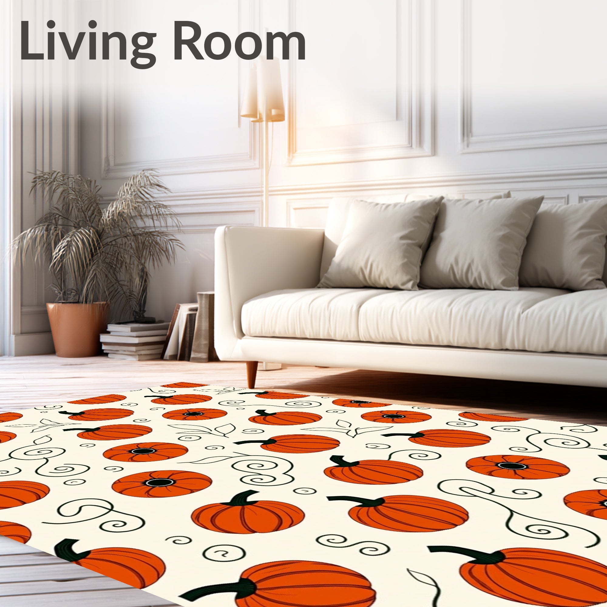 Vibrant Orange Pumpkin Patch Garland Rug