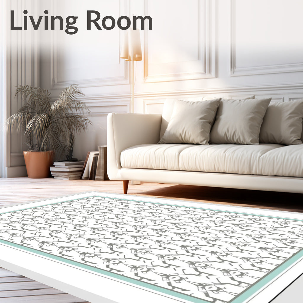 Gray Art Deco Geometric Repeating Frame Rug