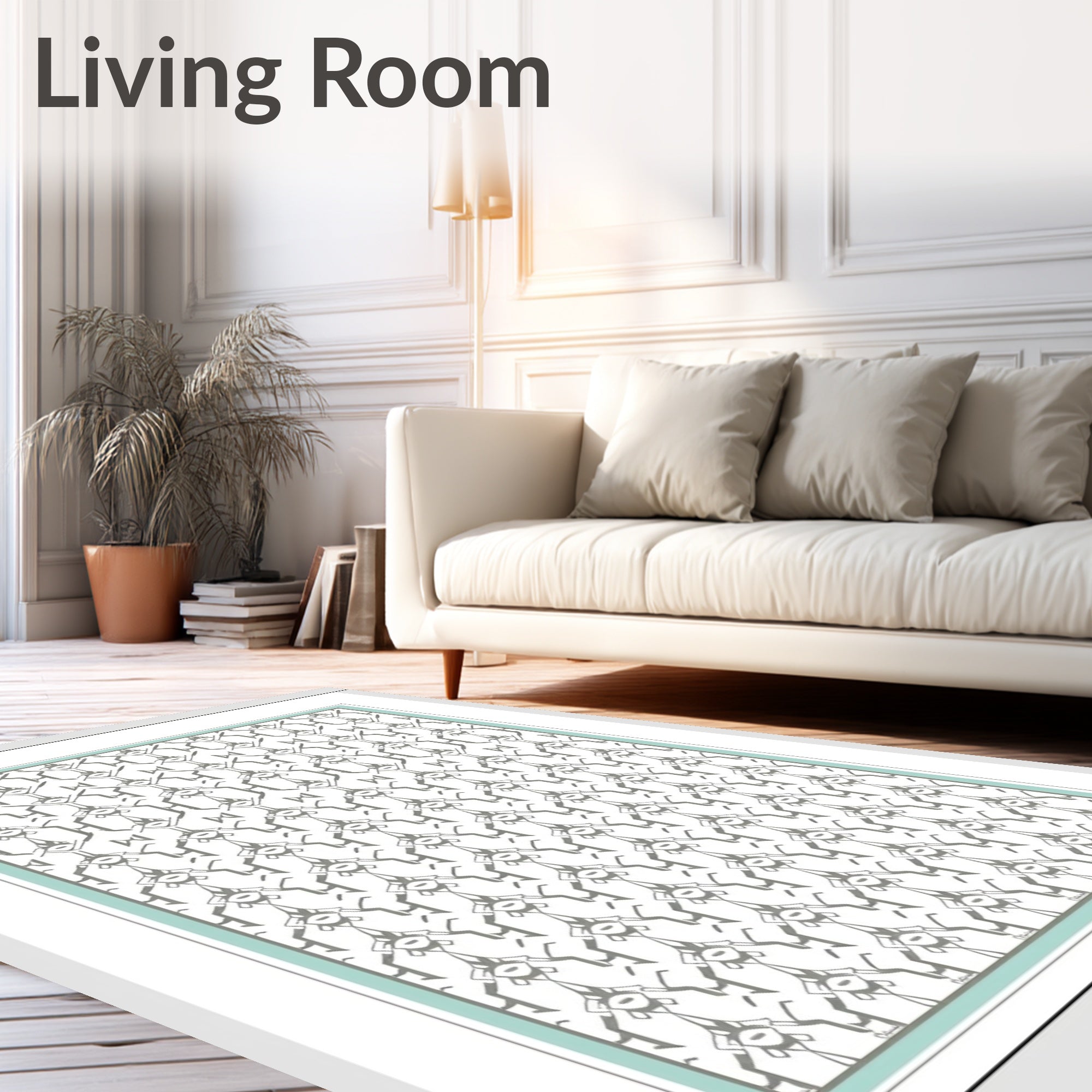 Gray Art Deco Geometric Repeating Frame Rug