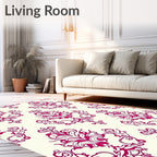 Crimson Baroque Floral Swirl Rug