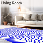 Deep Blue Wavy Organic Lines Rug