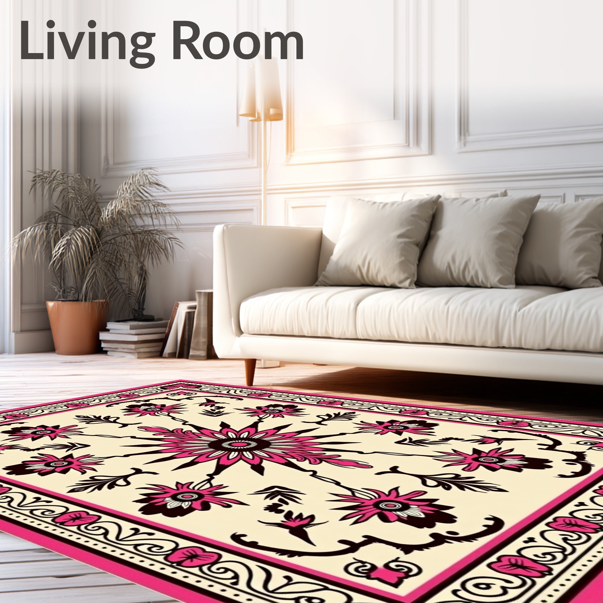 Vibrant Pink Floral Sunburst Meadow Rug