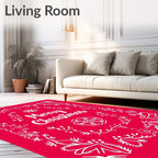 Crimson Holiday Floral Snowflake Garland Rug
