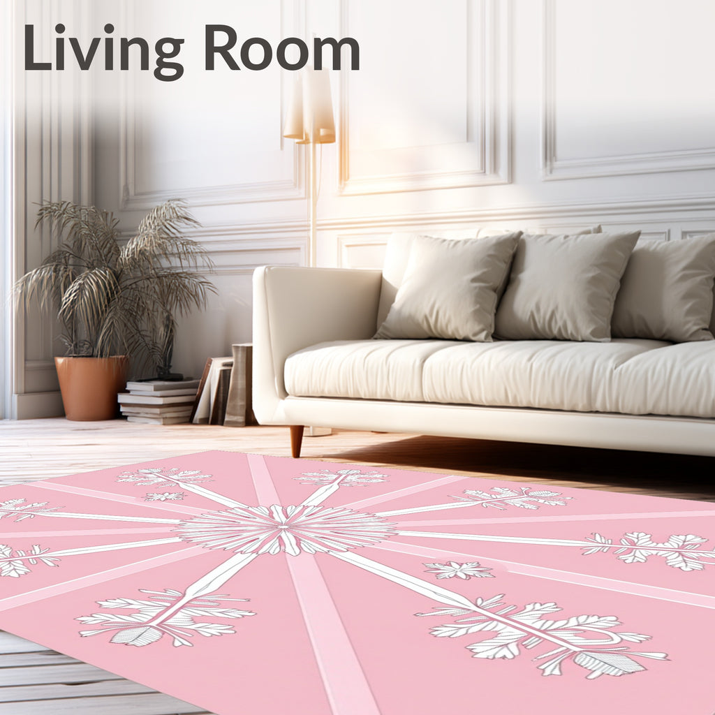 Blush Pink Snowflake Radiant Sunburst Rug