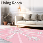 Blush Pink Snowflake Radiant Sunburst Rug
