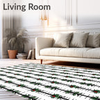 Vertical Green Pine Berry Stripes Rug