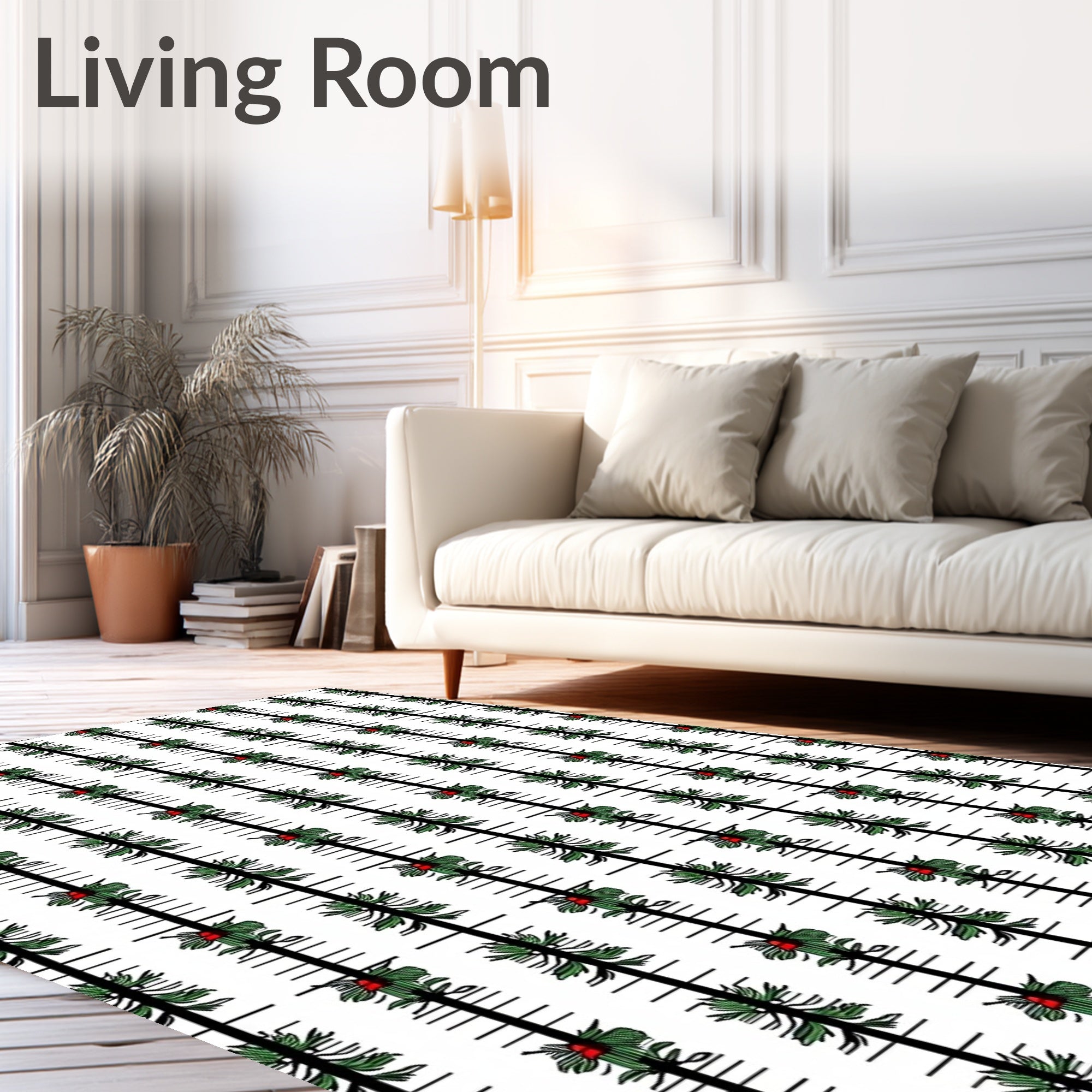 Vertical Green Pine Berry Stripes Rug