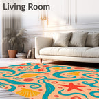 Coral Seashell Starfish Swirls Rug