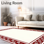 Crimson Geometric Border Rug