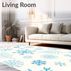 Light Blue Snowflake Winter Collection Rug