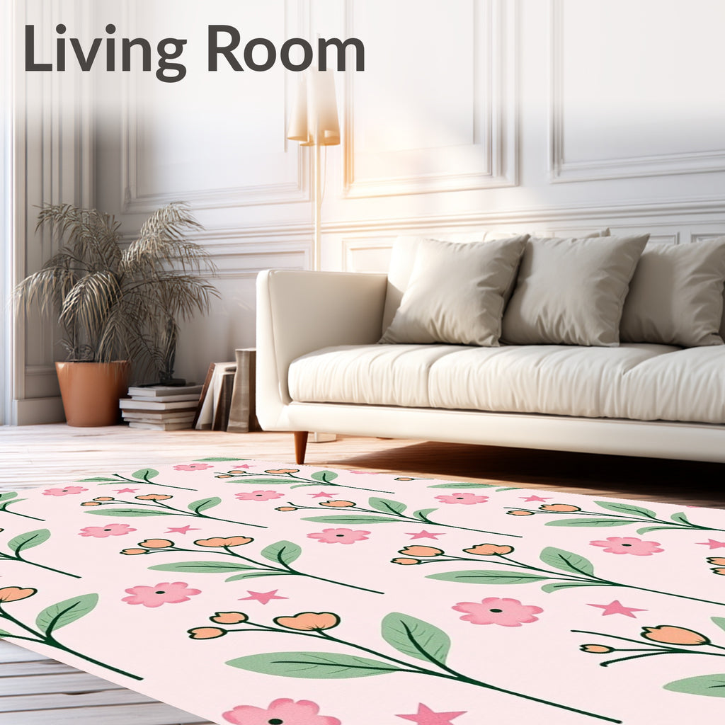 Pink Floral Vine Scatter Rug