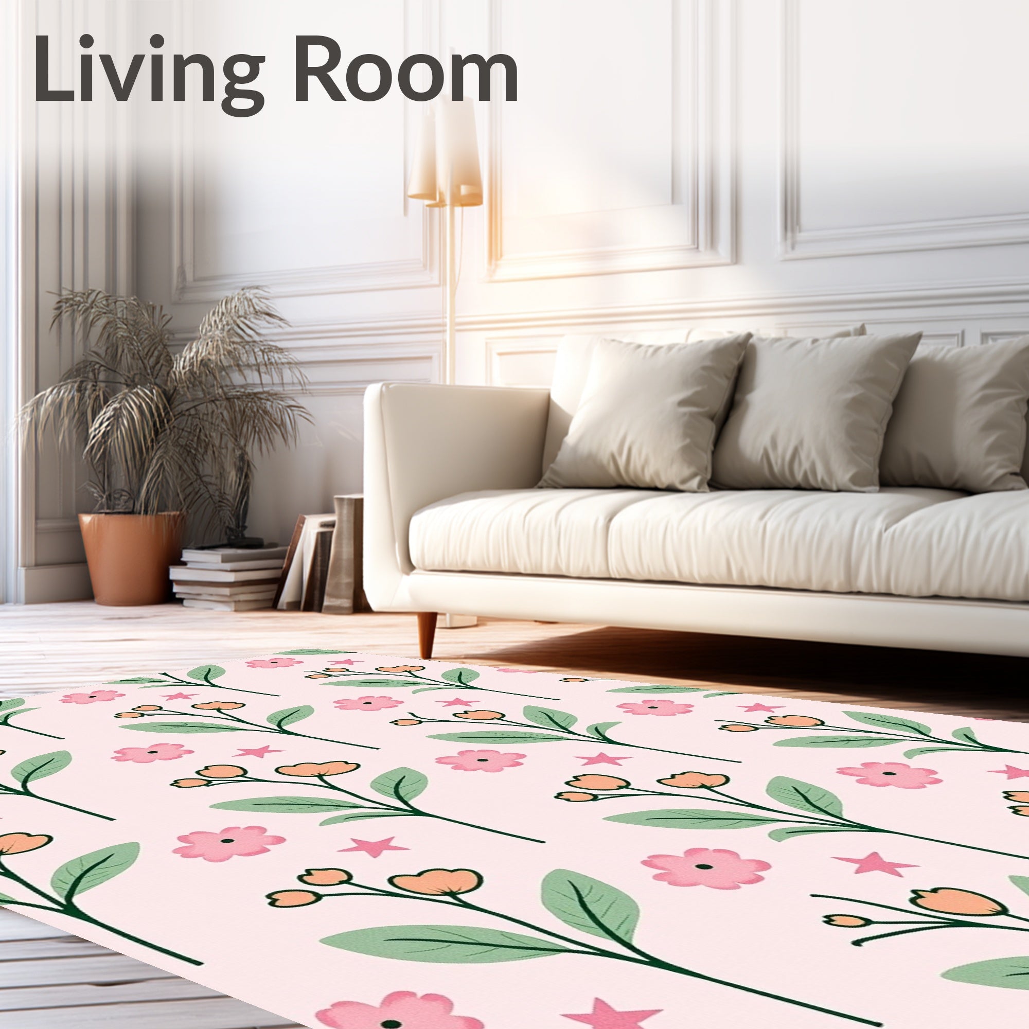 Pink Floral Vine Scatter Rug