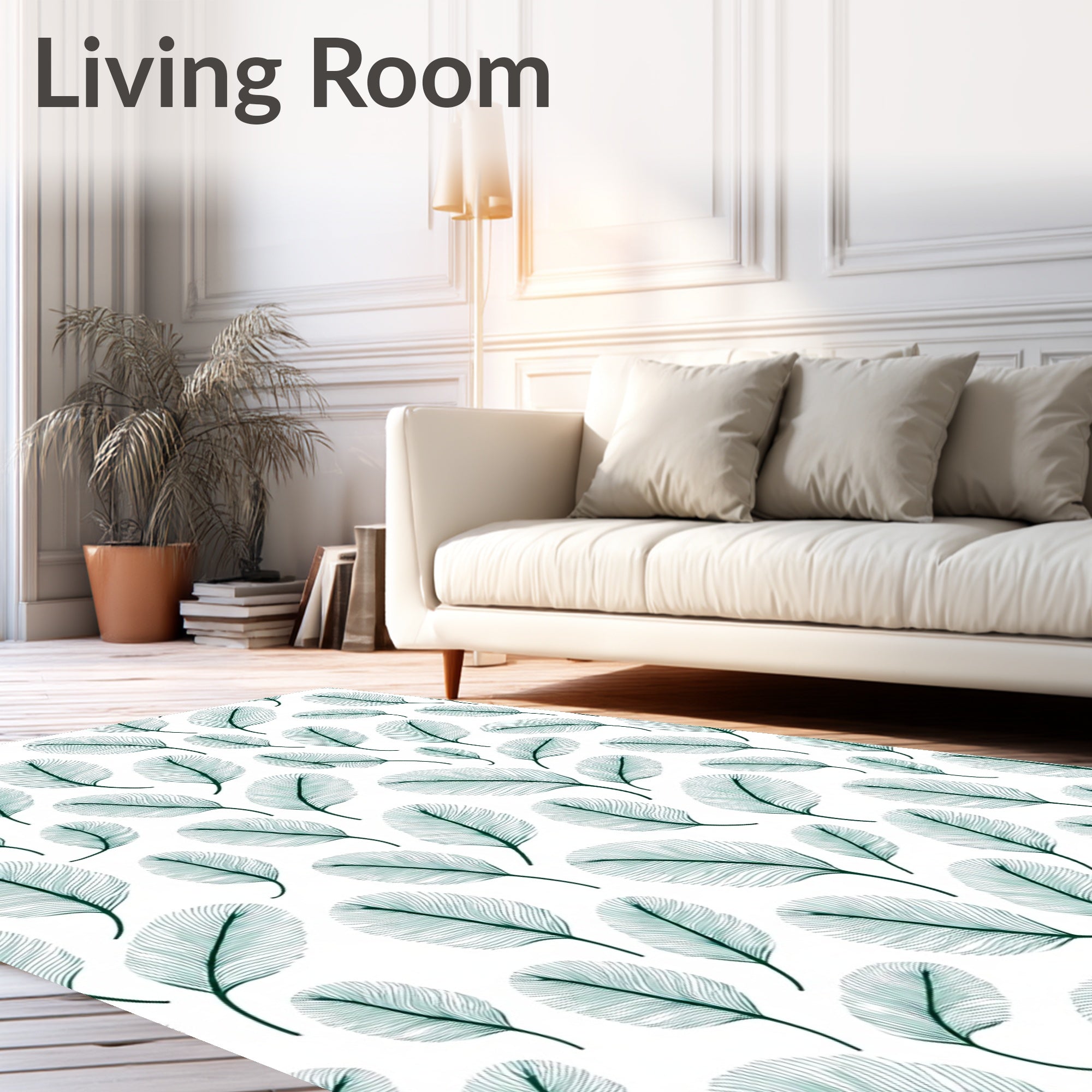 Delicate Teal Feathered Cascade Rug