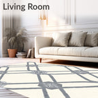 Gray Lattice Diamond Medallion Rug