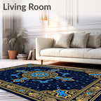 Blue and Gold Medallion Branch Rug