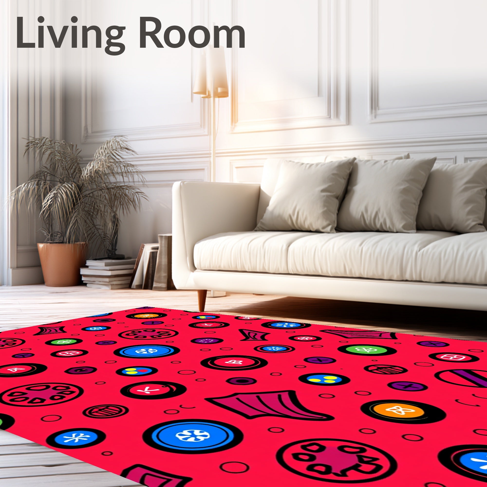 Red Button Medley Collage Rug