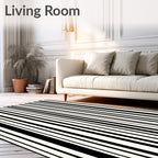 Modern Black and White Vertical Stripes Rug