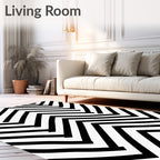 Sharp Black White Chevron Slat Rug