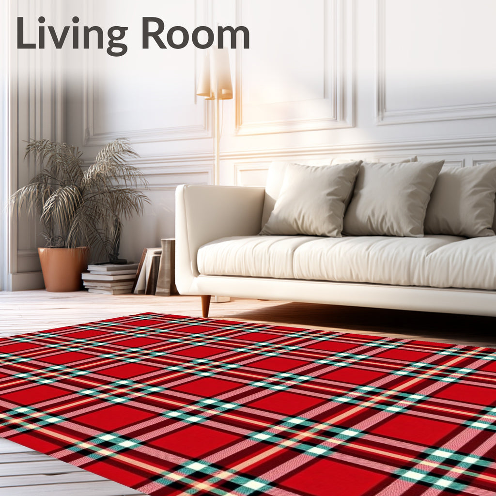 Classic Red Intersecting Plaid Rug