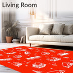 Whimsical Village Train Landscape Rug