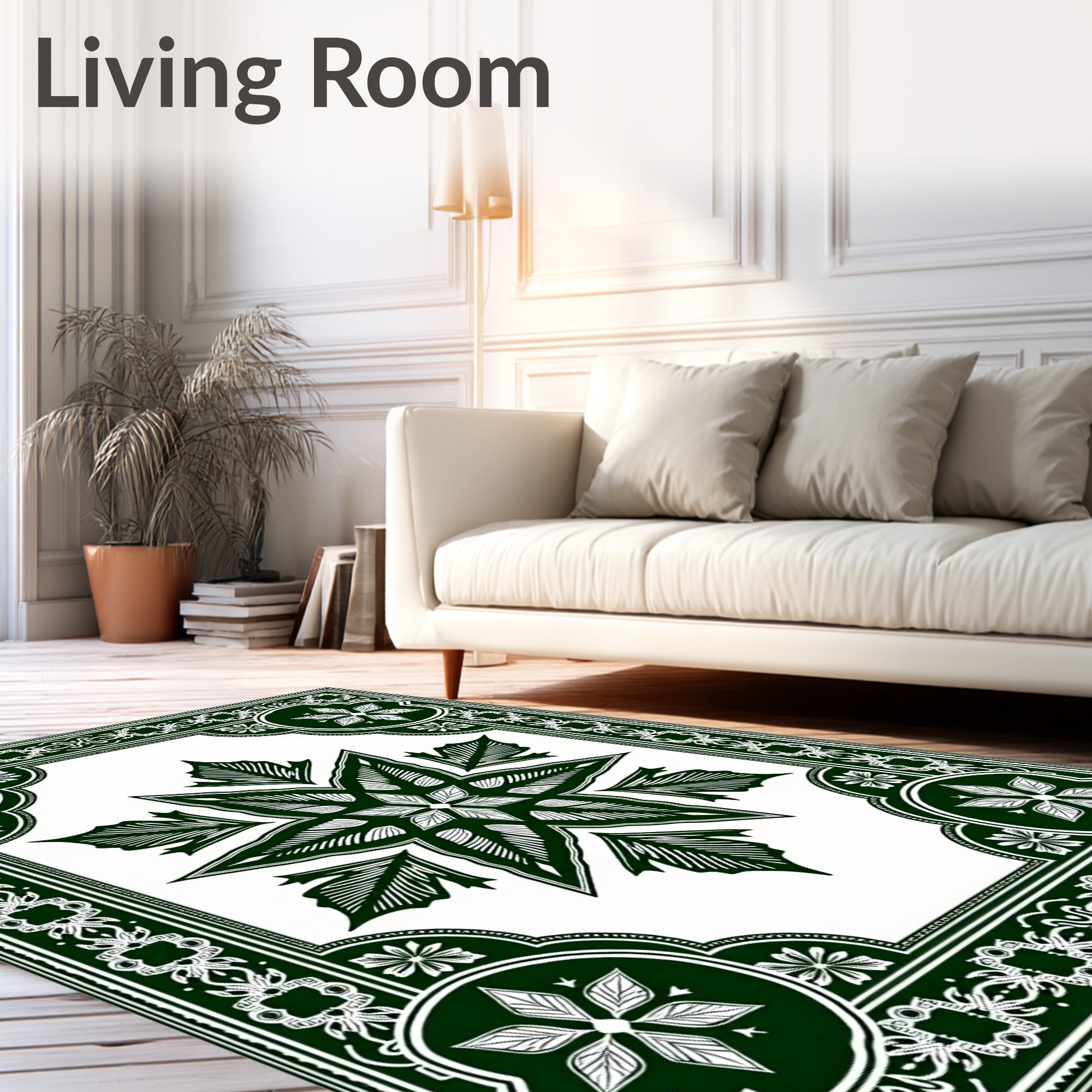 Emerald Green Starburst Mandala Rug