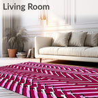Crimson Pink Chevron Herringbone Overlay Rug