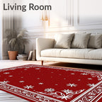 Crimson Snowflake Winter Border Rug
