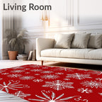 Red White Snowflake Winter Collection Rug