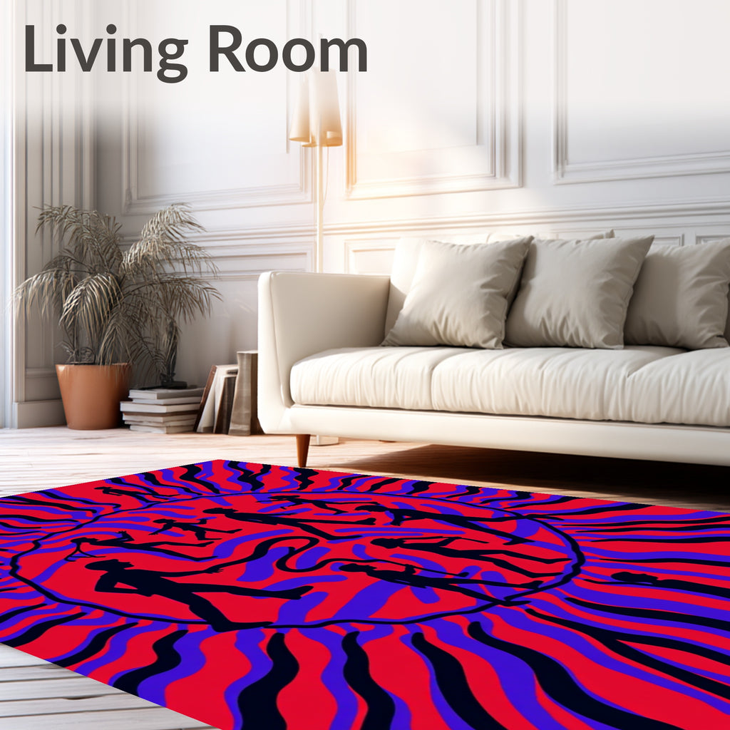 Psychedelic Human Wave Red Blue Rug