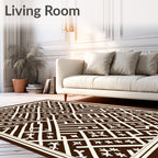 Geometric Brown and Cream Lattice Rug
