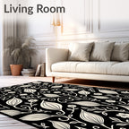 Cream Floral Vine Scrollwork Rug