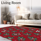 Christmas Holly Wreath Berry Garland Rug