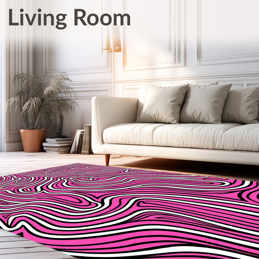 Vibrant Pink Zebra Stripe Abstract Rug