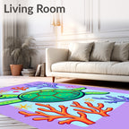 Green Turtle Coral Reef Splash Rug
