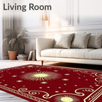 Crimson Sunburst Starfield Corner Accents Rug