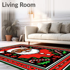 Black Santa Claus Red Festive Portrait Rug