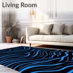 Bold Blue Wavy Lines Rug