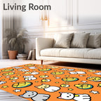 Cute Cats And Stars Orange Rug