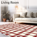Crimson Cream Plaid Tree Repeat Rug