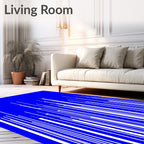 White Vertical Lines Abstract Blue Background Rug