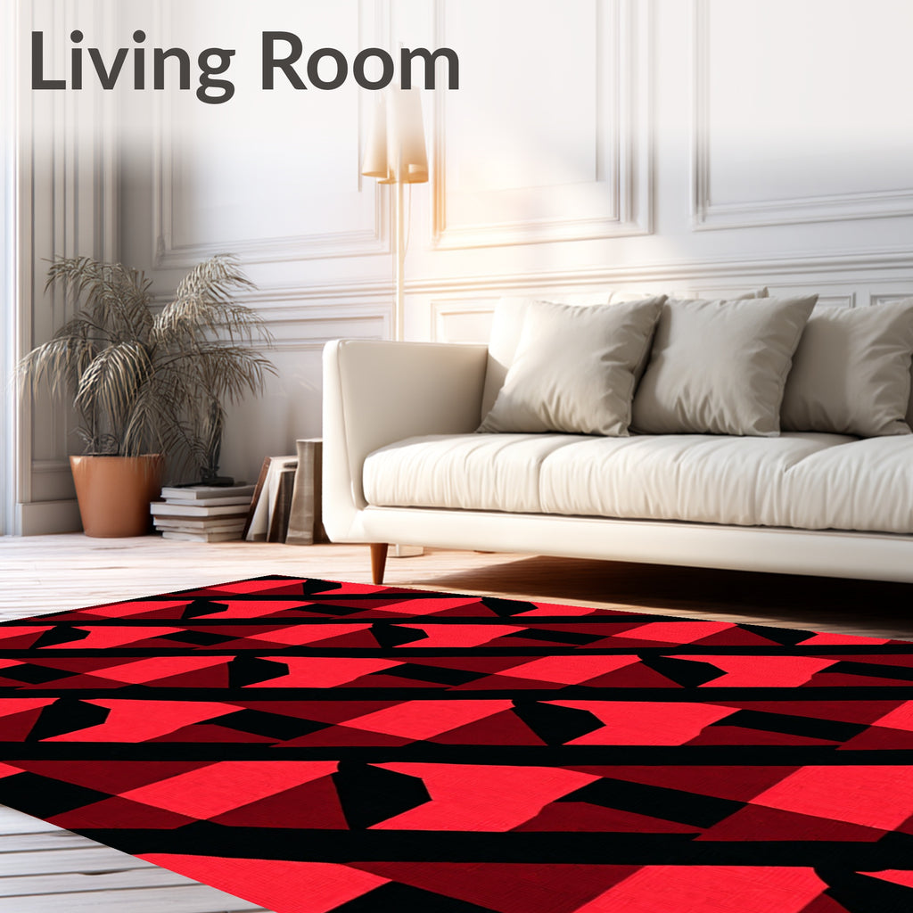Bold Red Geometric Stripe Rug