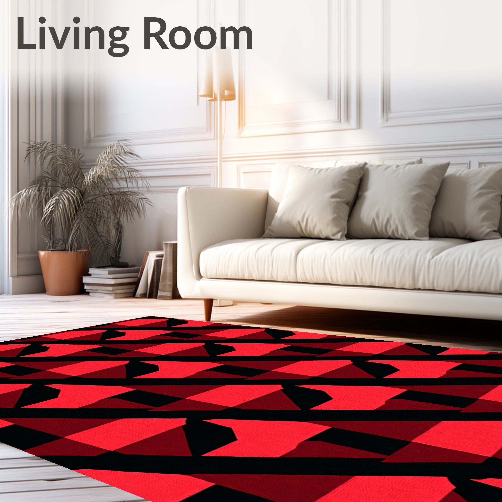 Bold Red Geometric Stripe Rug