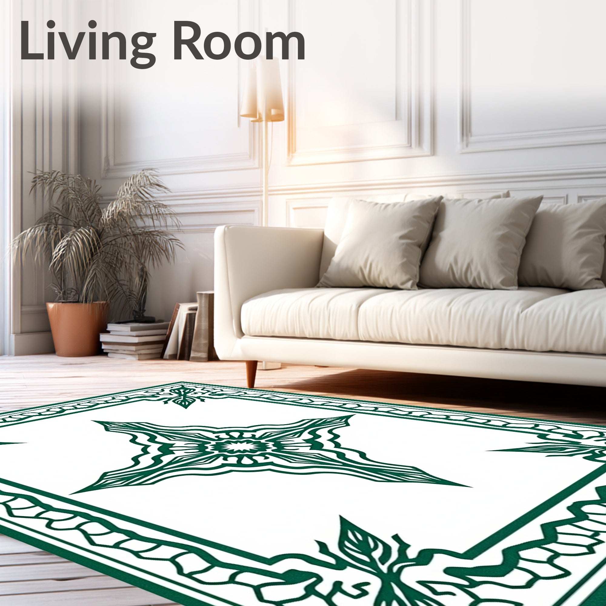 Emerald Green Abstract Starburst Rug